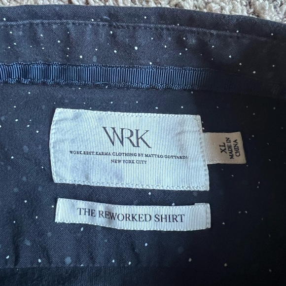 WRK Button Down Shirt XL The Reworked Shirt Black Speckled Snap Button - Picture 2 of 8